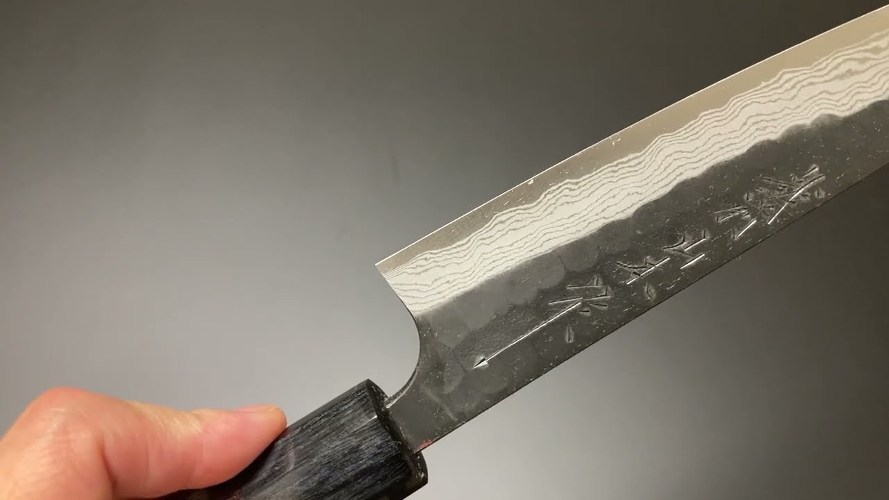 山本直 Nao Yamamoto ペティナイフ150mm 青紙スーパー鋼 黒打 槌目 墨 