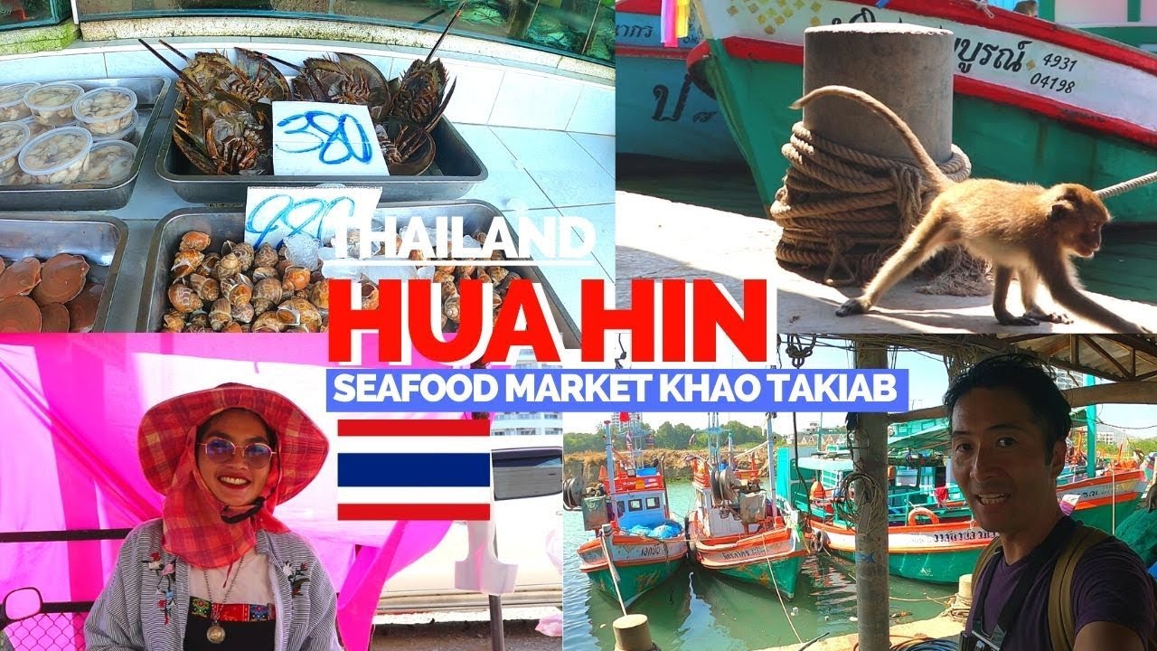Hua Hin, Thailand Japanese couple finds the seafood market Khao