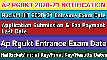 AP RGUKT IIIT notification 2020 | AP IIIT entrance exam 2020 | Ap rgukt halltickets releasing date