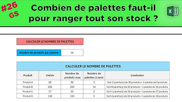 #26 Comment je gère mes stocks sur Excel ? - Calculer le nombre de palettes nécessaires.