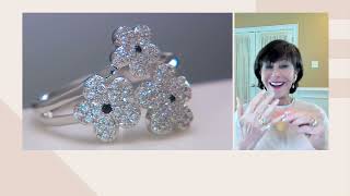 Famous Diamonique x Kathy Levine Petit Fleur Ring, SS or 14K Gold Plated on QVC Wealth
