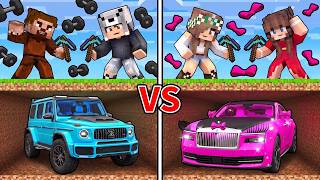 ERKEKLER vs KIZLAR: Yer Altı SÜPER ARABA Madeni - Minecraft