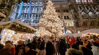 [4K] Christmas Market in Munich with 50CM snow! Christkindlmarkt Marienplatz Weihnachtsmarkt Germany