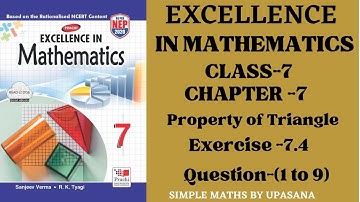 Excellence Math | Class -7 | Chapter -7 | Prachi | Ncert | Exercise-7.4 | Question -(1 To 9)