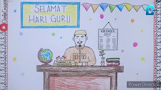 MENGGAMBAR POSTER SELAMAT HARI GURU NASIONAL - GRADASI WARNA