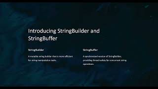 String Buffers and String Builder