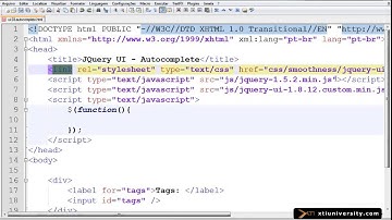 Universidade XTI - jQuery - Aula 33 - Exemplo jQueryUI - Auto Complete Simples