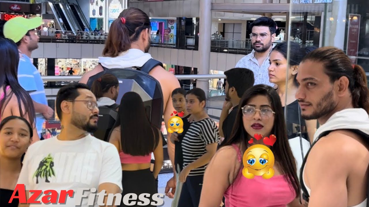 Delhi mall public body reaction video Azar fitness and Priyanka gym lover in India 🇮🇳￼￼