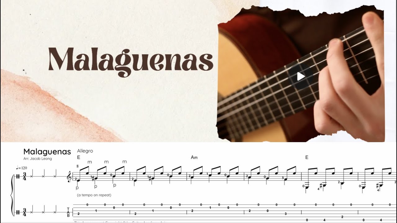 Malaguenas | Guitar Solo Basics #3 for Beginners (Play along with tabs ...