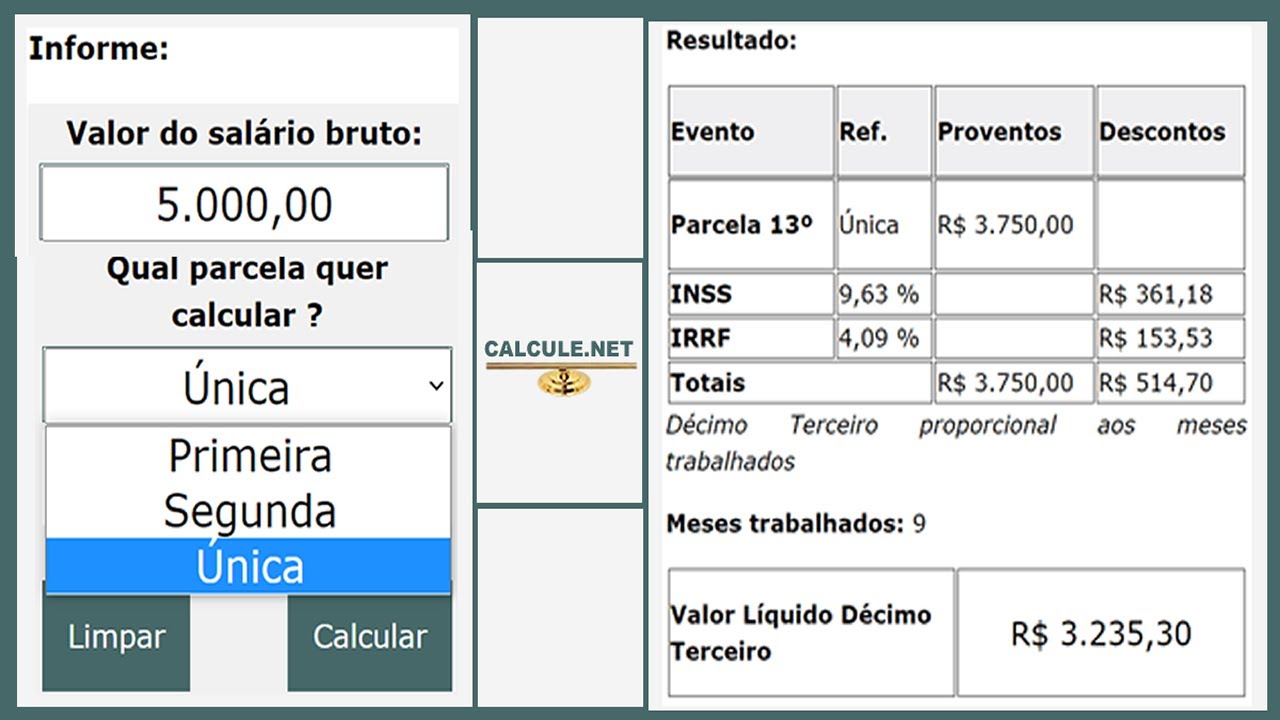 Calculadora Décimo Terceiro YouTube