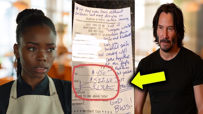 Black Waitress Serves Keanu Reeves, Saw Note on Check, and Burst into Tears
