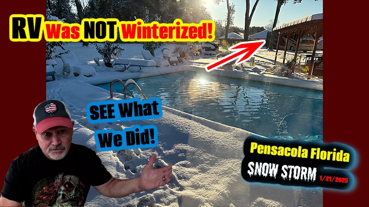 SNOW in Florida & Our RV Was NOT WINTERIZED! What We Did To Save Our Aqua Hot and The Water Pipes!