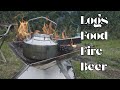 Solo Camping with firepit cooking and craft beer