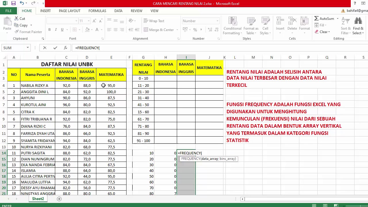 MENCARI RENTANG NILAI DI EXCEL YouTube Mencari rentang nilai di excel youtube