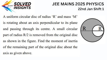 JEE Mains 2025 Physics 22nd Jan Shift 1| PYQ| NEET|KVPY A uniform circular disc of radius ‘R’
