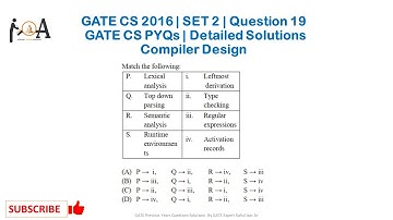 GATE CS 2016 | Set 2 - Question 19 | GATE CS Solutions | GATE CS PYQs | Compiler Design