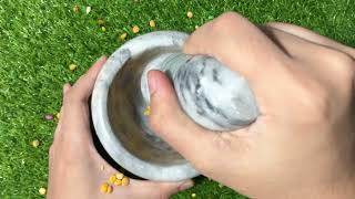 ASMR pestle and mortar | Satisfying Crunch! Crushing Dry Yellow Pulses in Mortar Pestle