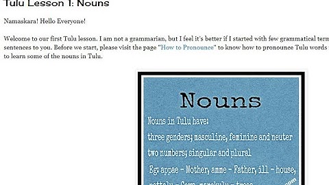 Tulu Les 1: Zelfstandige naamwoorden - Leer de Tulu-taal via het Engels