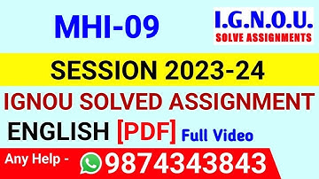 MHI 9 Solved Assignment 2023-24 English, MHI 9 Solved Assignment 23-24, MHI-09 Assignment