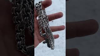 цепь Бисмарк 100 гр замок коробка и крест с фианитами, серебро 925