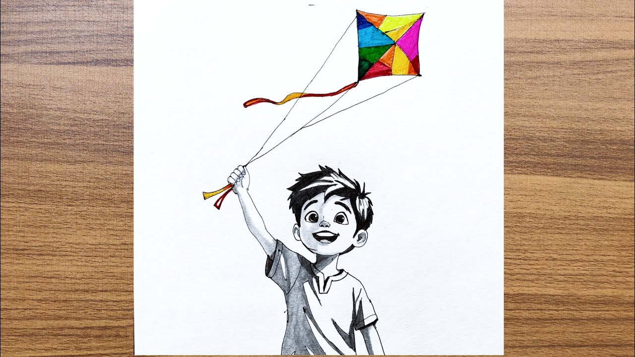Makar Sankranti Special Drawing 🪁 | Pencil Art Step by Step | Kite Festival Art 