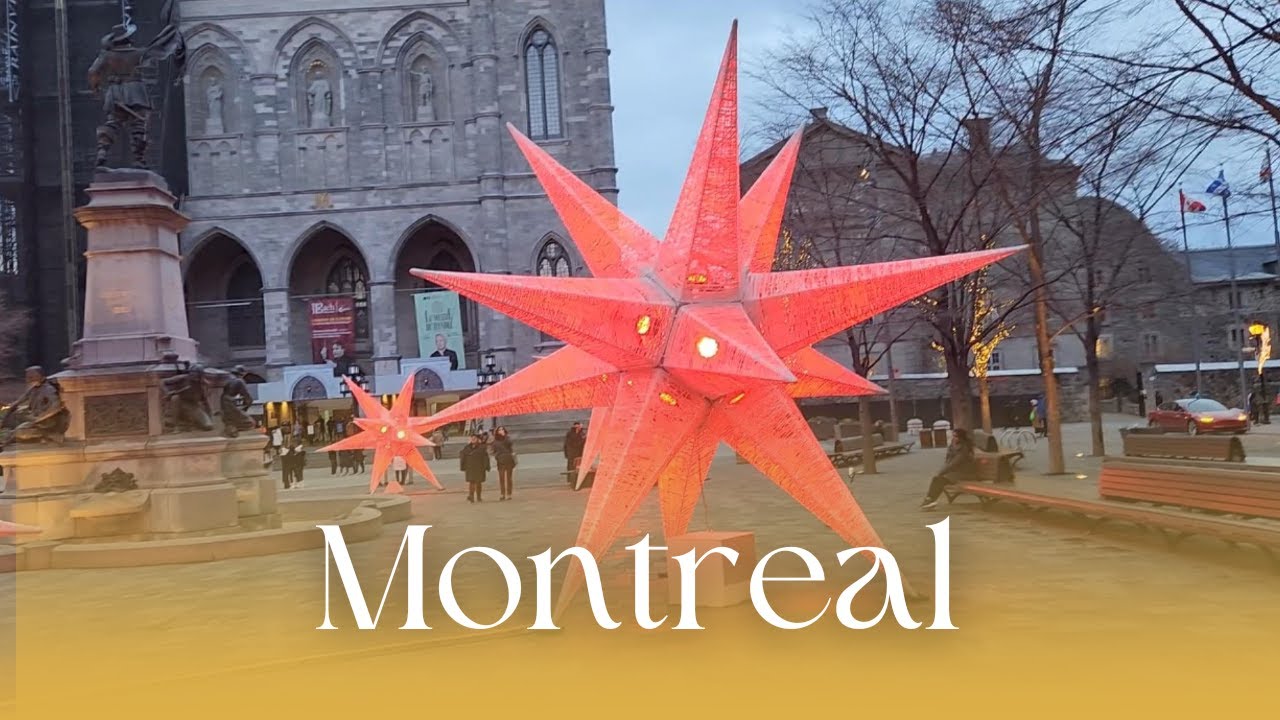Montreal Christmas Lights Walking Tour 2024 🎄 | Notre-Dame Cathedral to Montreal Ring      
