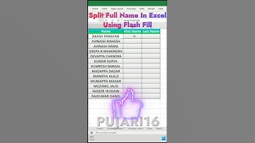 split first name & last name in excel using flash fill