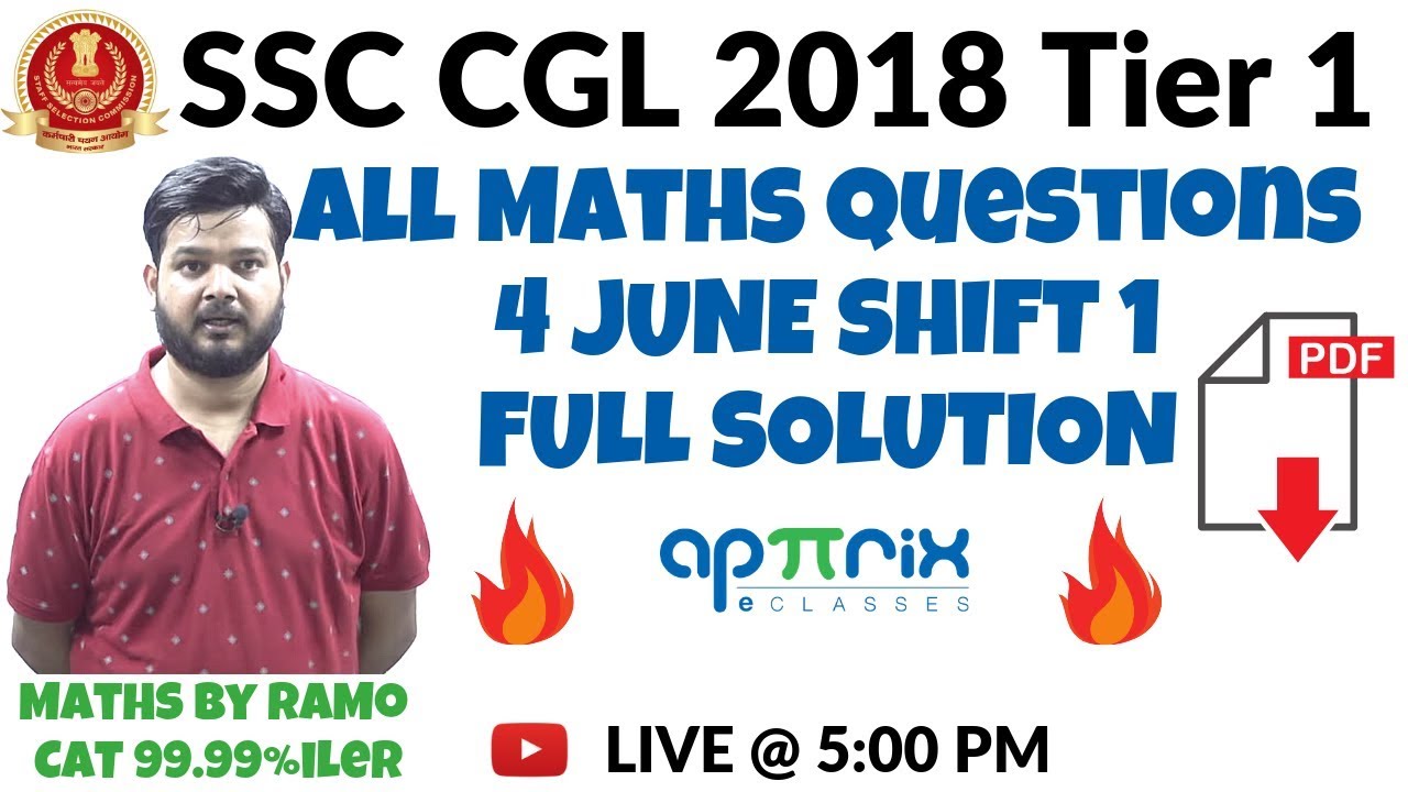 SSC CGL Tier 1 All Maths Questions | 4th June - Shift 1 by RaMo, CAT 99.99%iler