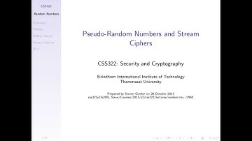 Introduction to Random Numbers in Security (CSS322, L8, Y14)