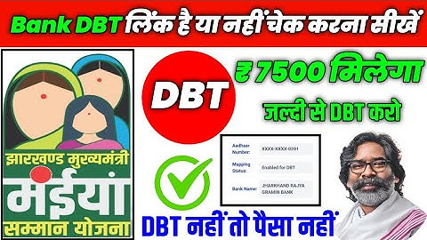 मंईयां सम्मान योजना Bank DBT Link Account Check ✅ Kaise kare | डीबीटी (DBT) लिंक है या नही चेक करे |
