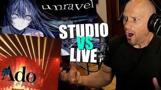 First time reaction & Vocal Analysis【Ado】unravel 歌いました BOTH Studio & LIVE Versions (comparison)