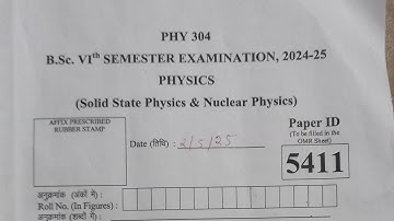 Solid State Physics & Nuclear Physics Answer key  2025. BSc Sem 6, DDU University | PHY 304 #youtube