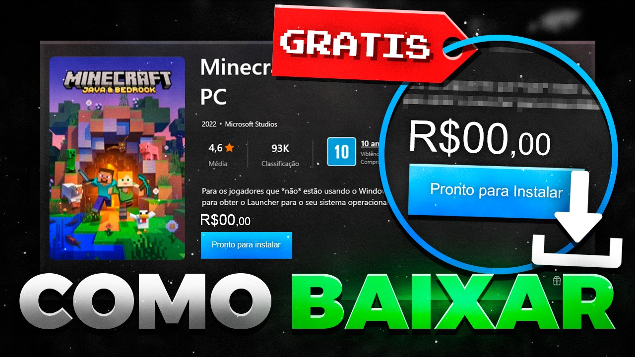 Como baixar Minecraft pago de graça