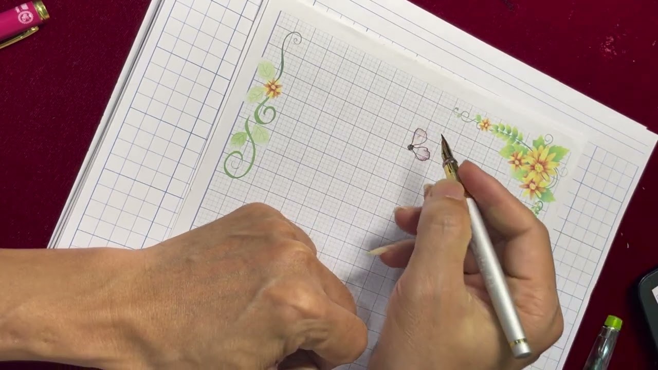 Cách trang trí hoa trên bài viết P1I Luyện chữ đẹp Ánh Dương