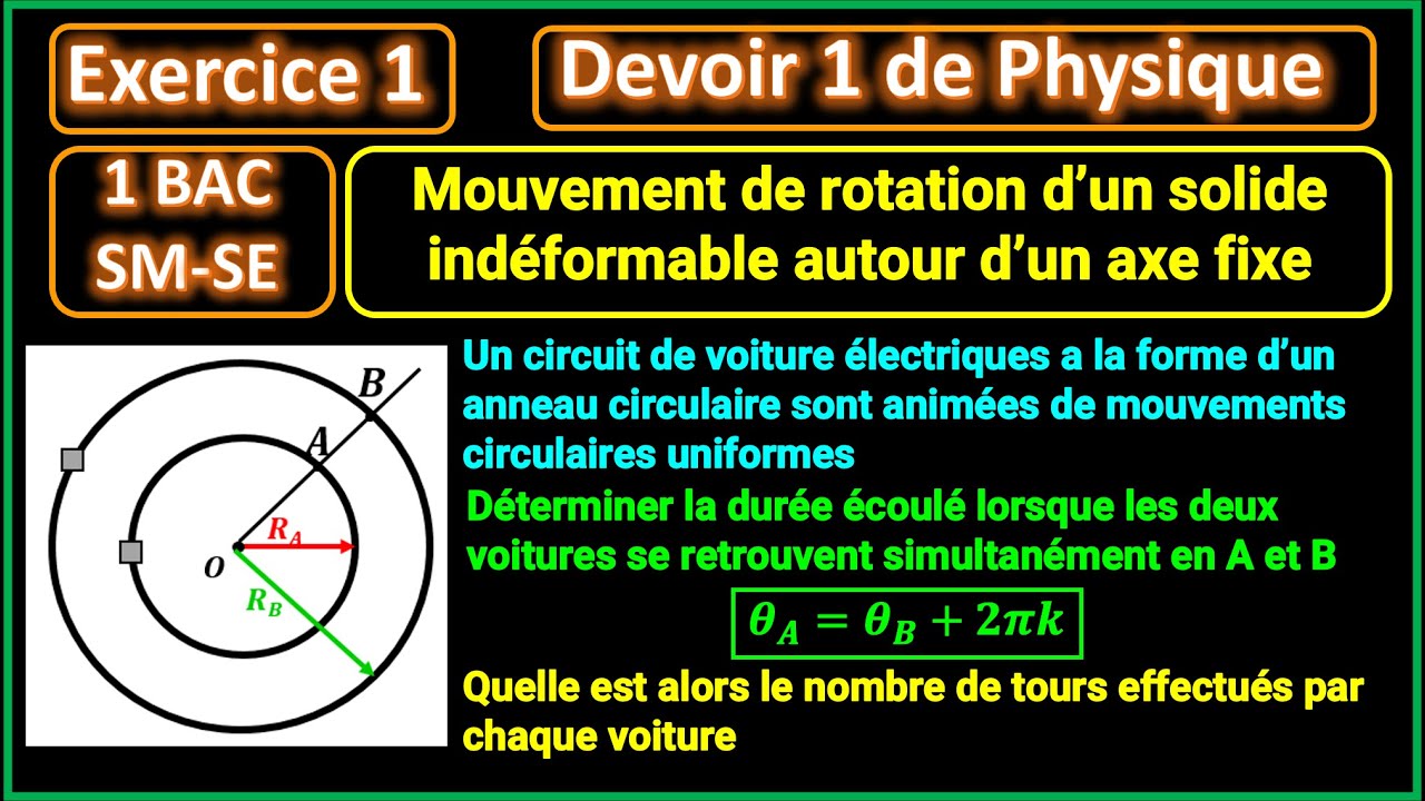 Exercice 1 du devoir 1:  Mouvement de rotation d'un solide indéformable  || 1 BAC