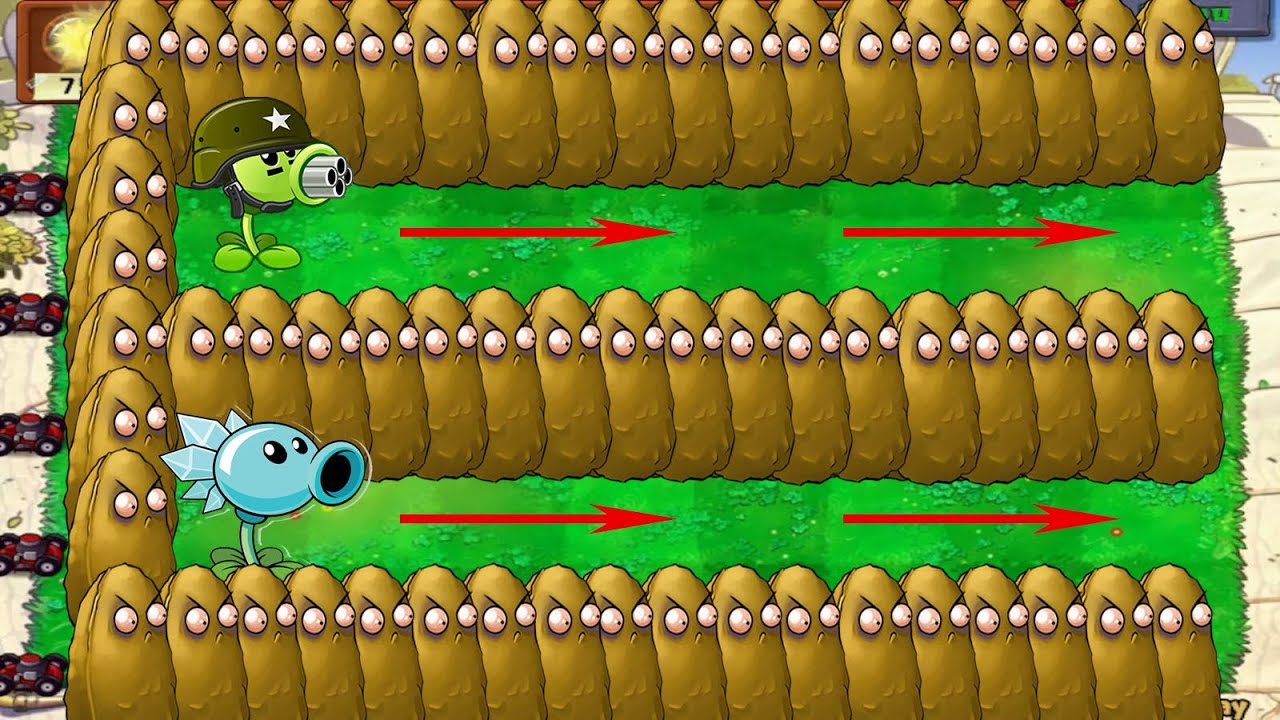 Plants vs Zombies Hack | 1 Gatling Pea vs 1 Snow Pea vs Tall Nut and ...