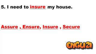 تعلم الانجليزية Exerciseensure Insure Assure Secure Exercise