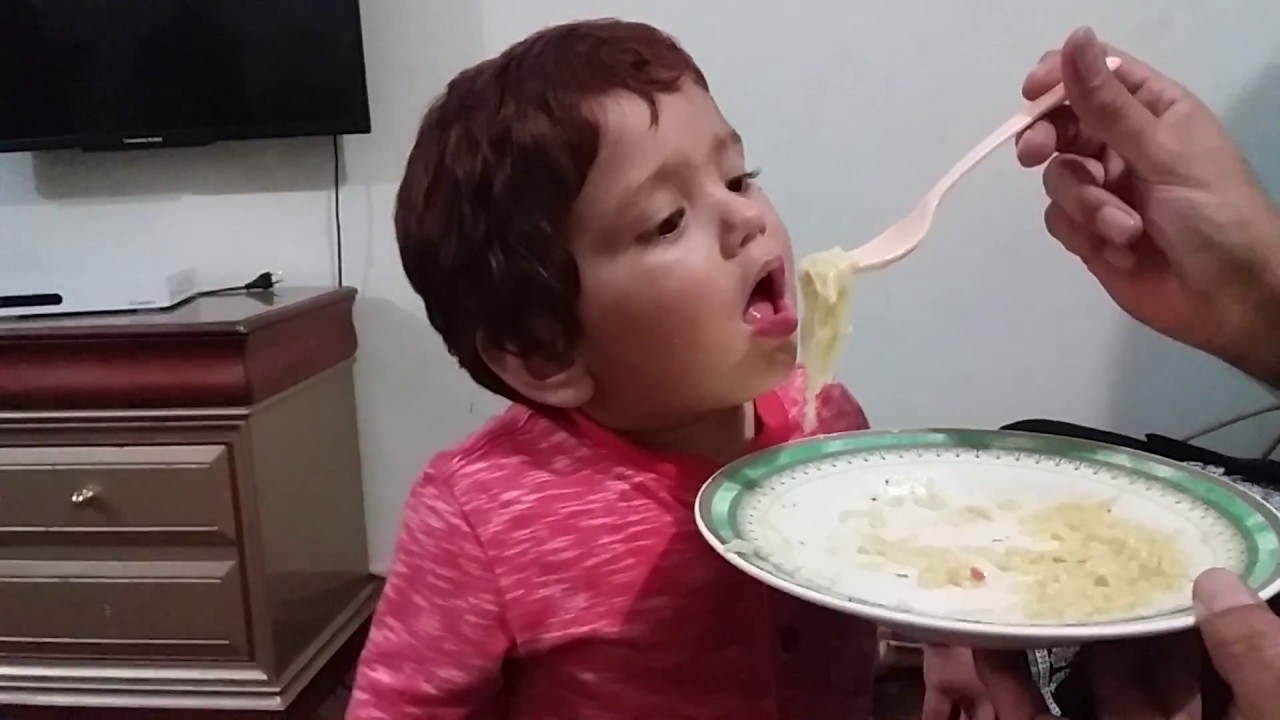 Cute baby reaction after eating Noodles YouTube