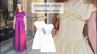 Feminine corset inspired dress with pleats – PRIMROSE dress – sewing pattern + tutorial