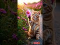 Little KITTEN Discovers The SUNSET's First Bloom 🌸 #cat #FlowerLover #Kitten #CuteAnimals