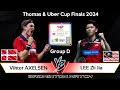 Viktor axelsen den vs lee zii jia mas  badminton thomas  uber cup finals 2024