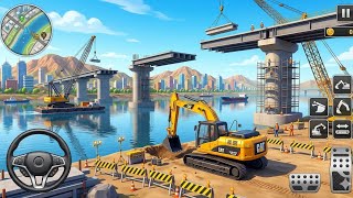 Bridge Construction Simulator Game 2026 🚜 | Real Excavator & Crane Gameplay screenshot 2