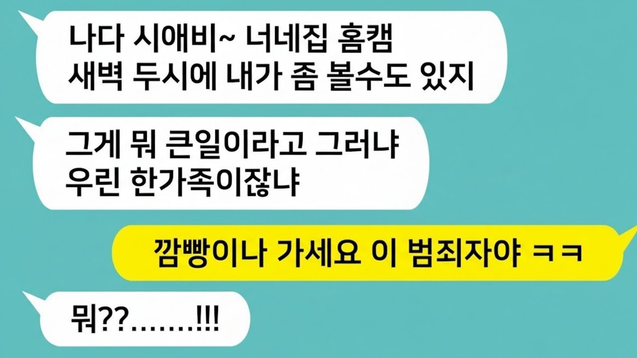 💖톡톡드라마 새벽두시에 아들집 홈캠을 훔쳐본 시아버지!! 이거 미쳤네 ;; 참교육 해줬습니다!! 톡썰,톡툰,사이다사연