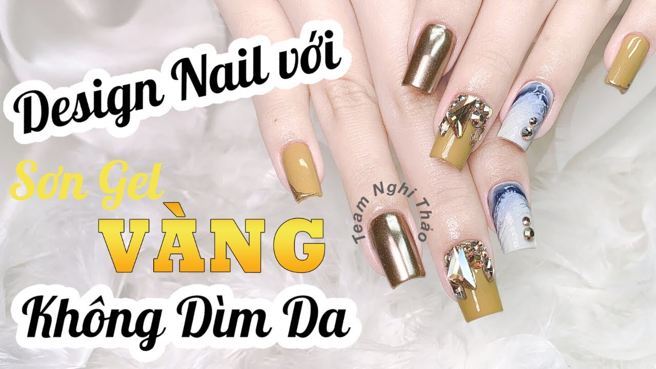 mẫu gel đẹp Update 2022 Design nail với Sơn gel màu vàng - Sơn gel vàng không dìm da