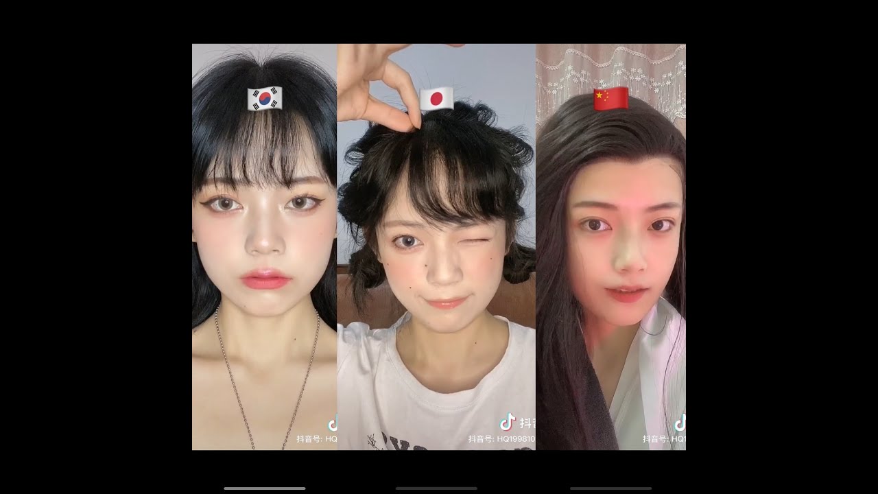 Tiktok ティックトック 中国 日本 韓国 化粧 メイクの比較 抖音 中日韩化妆 Youtube