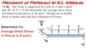 Determine average shear stress developed in pins at A, B and C. | Solid Mechanics| Engineers Academy