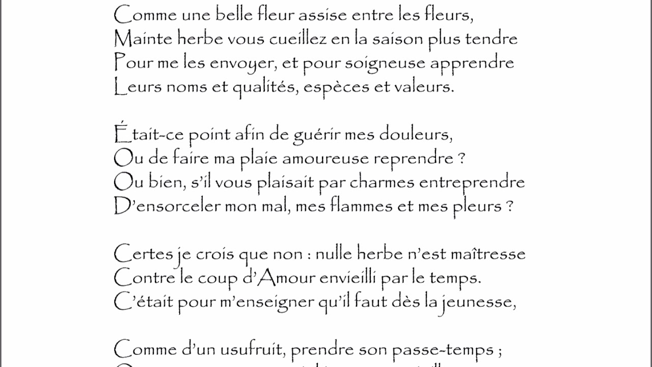 Ronsard Sonnet Comme Une Belle Fleur Audiothèque