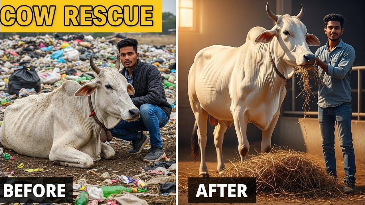 .AI Rescue Video: Sick Cow Saved From Dump #cow #Ai #nature #rescue #follow #film #follow