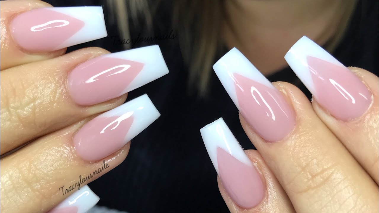 1. Pink and White Ombre Acrylic Nails - wide 7