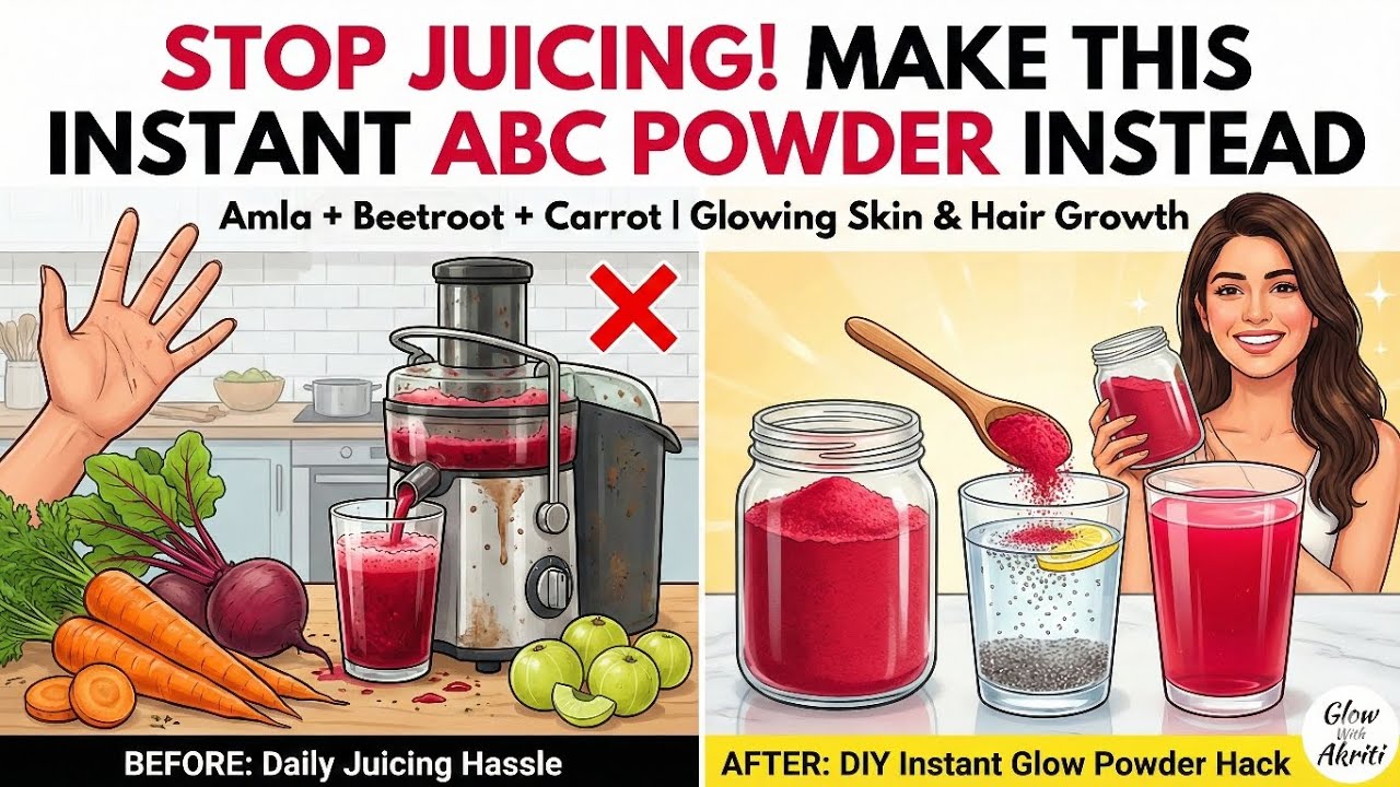 Stop Juicing! ❌ DIY Instant ABC Powder for Glowing Skin & Hair Growth (Amla Beetroot Carrot)